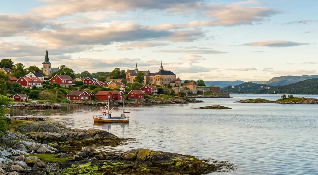 Une image à couper le souffle d’une vue prise depuis la rive d’un fjord.